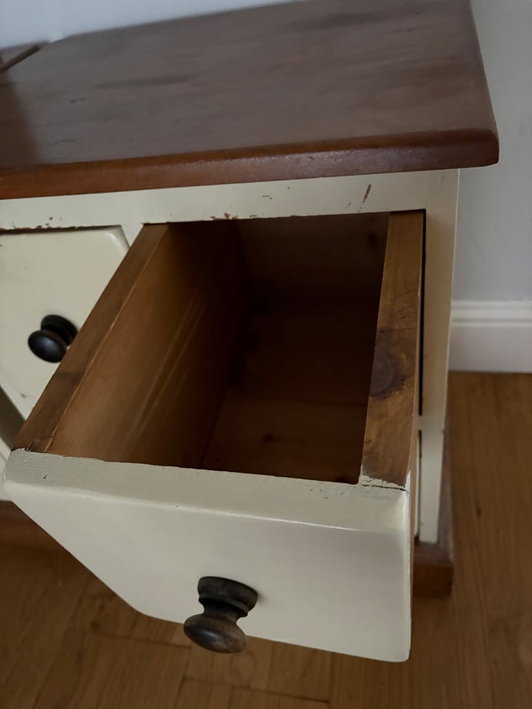2 solid pine, painted, bedside cabinets