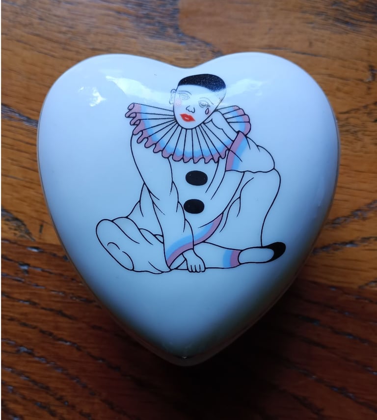 3 Vintage Pierrot Trinket Boxes