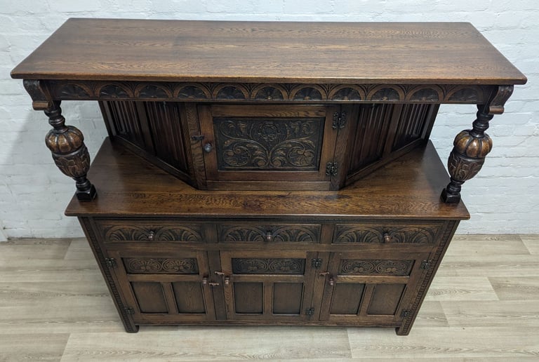 Mid 20th century oak court cupboard sideboard 