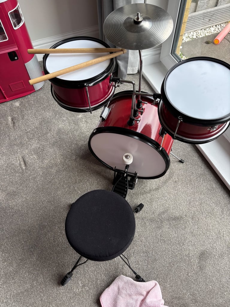 Kids drum kit with chair