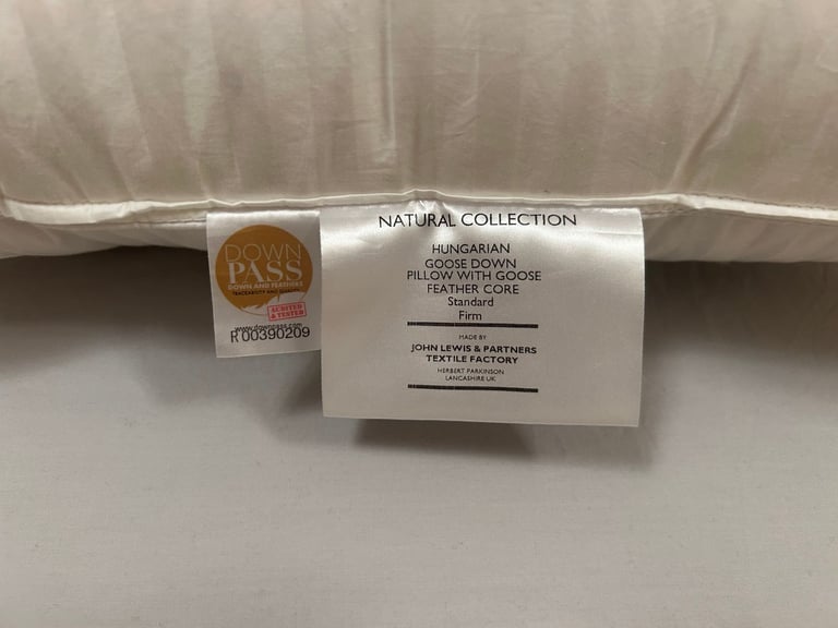 John Lewis Natural Collection Hungarian Goose Down Standard Pillow, Firm (5)