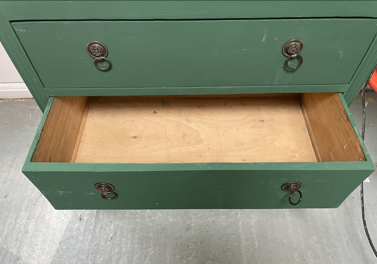 Green painted wooden drawers