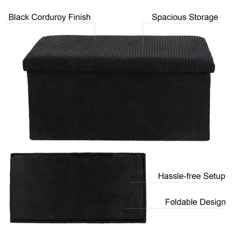 Large Fabric Ottoman Storage Box: Foldable Footrest, 78x38x38cm