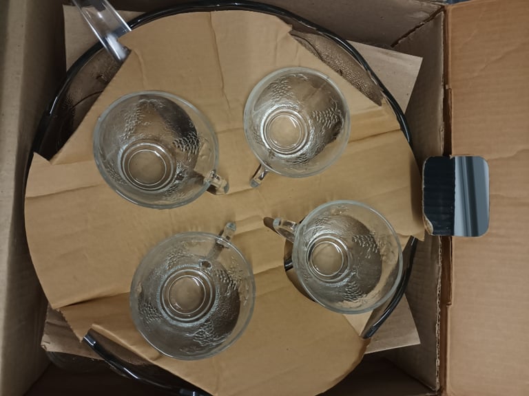 Vintage Romance 12 Cup Glass Punch Bowl Set. The ad is up so this item is still available