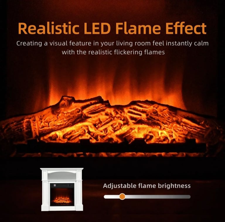 Russel Lark Manor Electric Fireplace with LED Storage Shelf