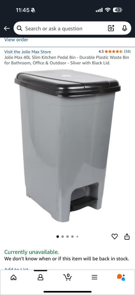 Jolie 40L kitchen pedal bin