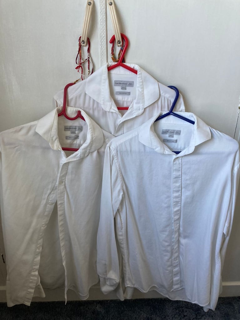 image for Three Mens Cotton White Formal Shirts set – post or collect