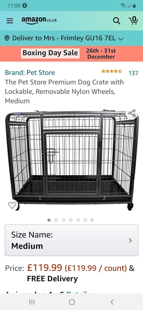Large Dog crate with wheels