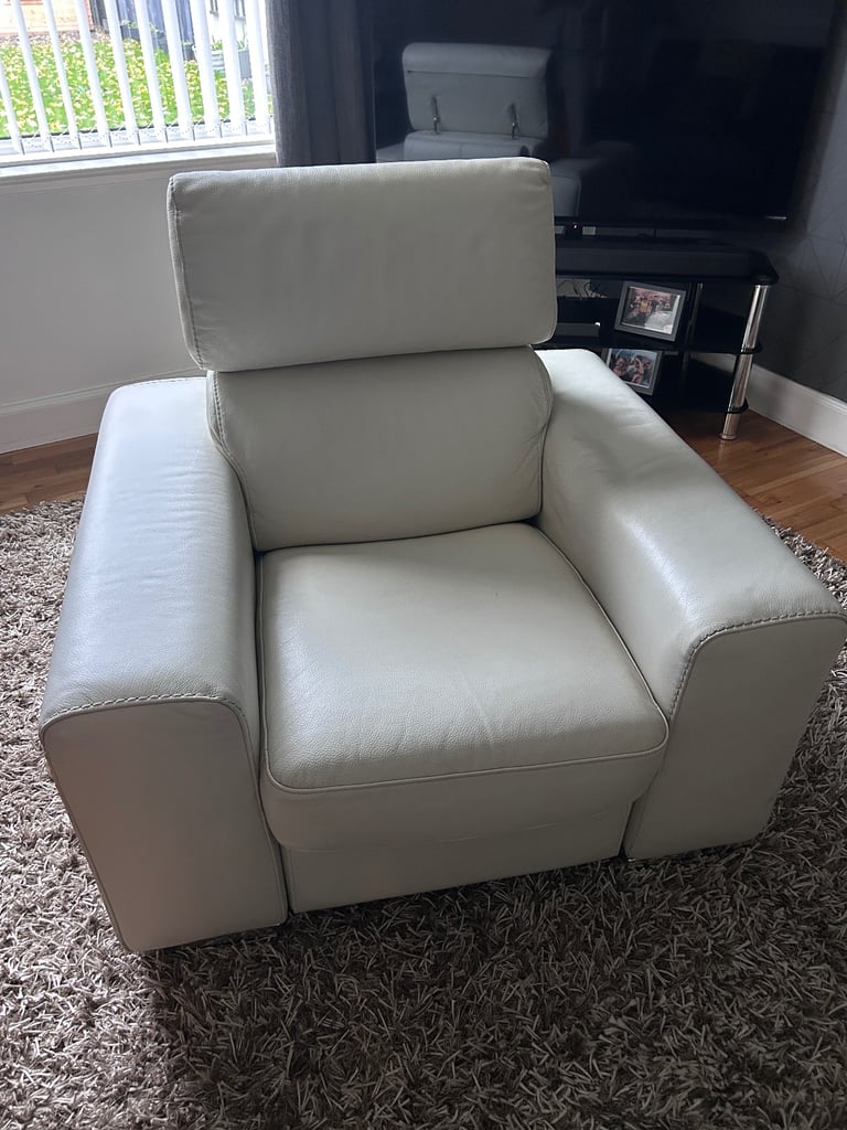 image for Off white leather chair