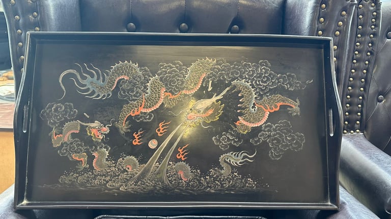 image for Rare Antique Chinese Lacquer Wooden Tray - Shen Shao An Lang Kee 