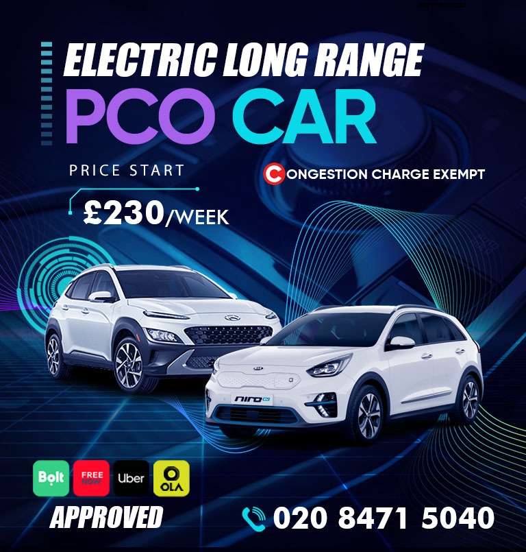 Electric PCO car rental Eco Long Range EV Kia Niro Hyundai Kona MG5 Plug-in Prius