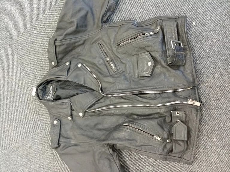 VINTAGE KOOKIE Leather Biker Jacket UK Size 14 Sportswear Pre-loved
