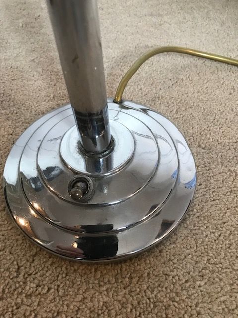 Genuine Art Deco Lamp circa mid to late 1930 with elegant straight stem and heavy chrome base