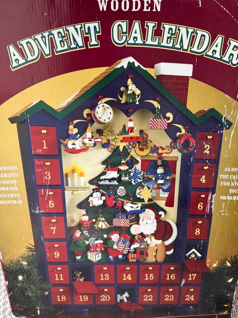 Wooden painted advent calendar