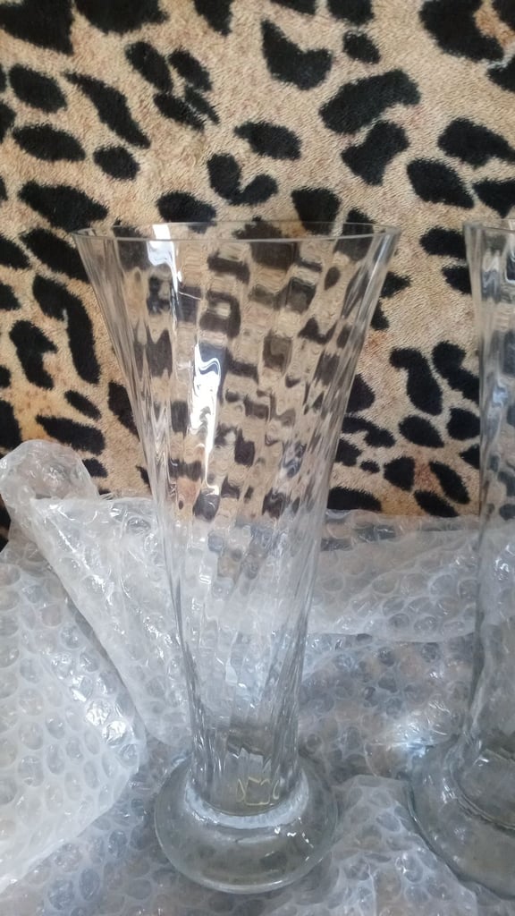 M/S glass vases new never used high 17 inches wide 7 inch across £45