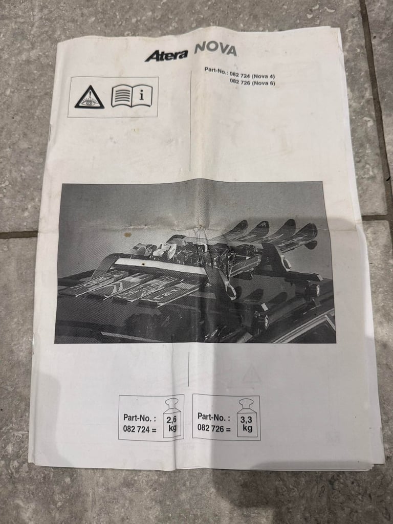 Roof mounted 4 ski rack, Atera Nova