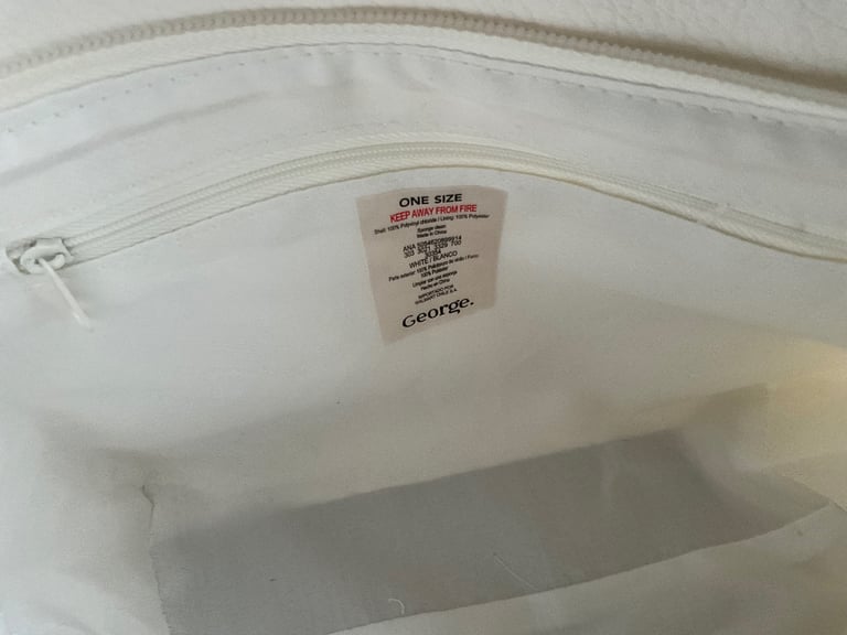 George White Handbag / Shoulder Bag, Gold fittings, Black Piping / Edging - Brand New