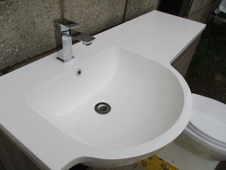 LH Combination FloorstandingVanity Unit In Driftwood