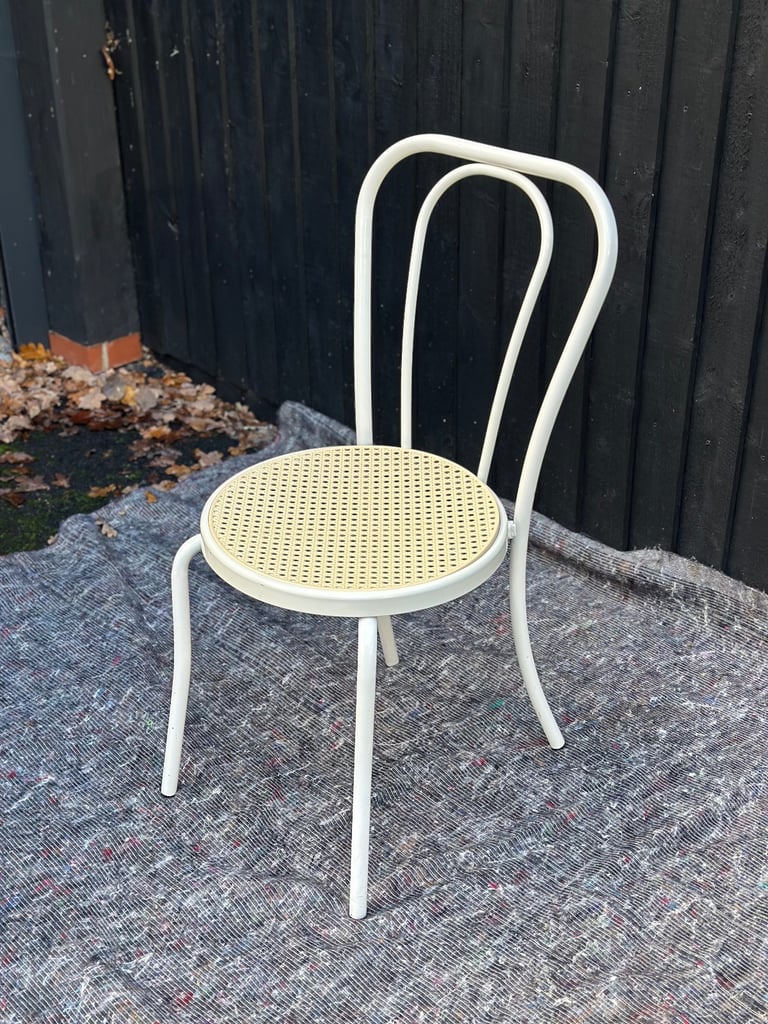 Metal Bistro Style Chair With Lattice Style Seat