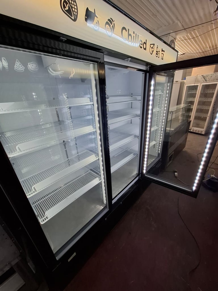 Commercial upright display glass fridge or freezer cafe shop restaurant supermarket 