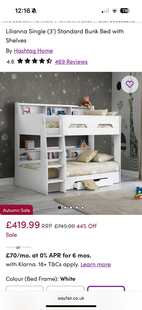 Bunk beds with in-built shelving 