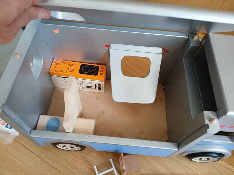 Dollshouse Vintage playmobil 1970’s Fisher Price Play Family Toy School Wooden Caravan Garbage Truck