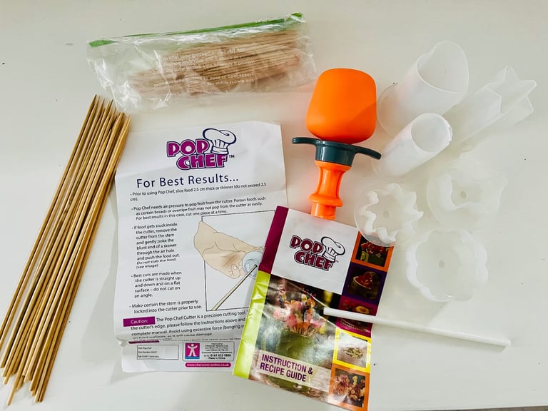 image for Pop Chef fruit cutter set, kids fruit kebabs