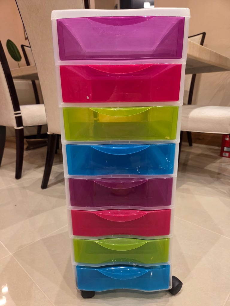 image for Hobbycraft Multi coloured storage drawers with castors