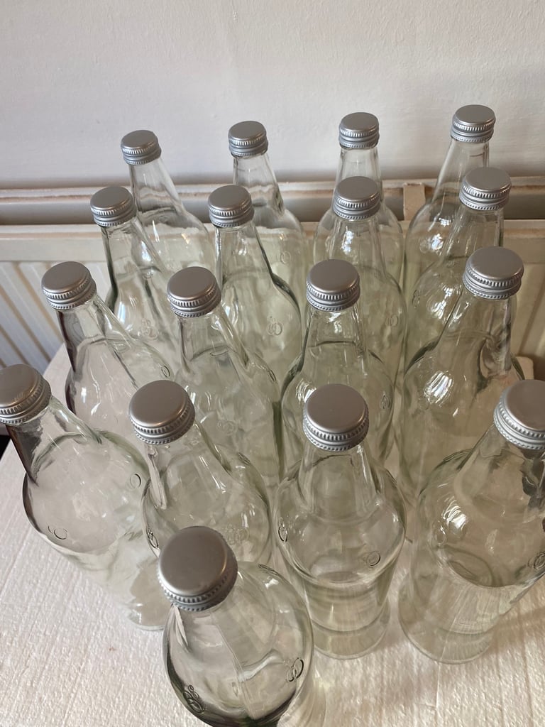 Empty glass bottles set of 18