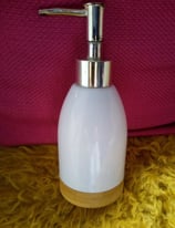 image for White Chrome and Pine Coloured Soap Pump Dispenser.POST OR COLLECT!