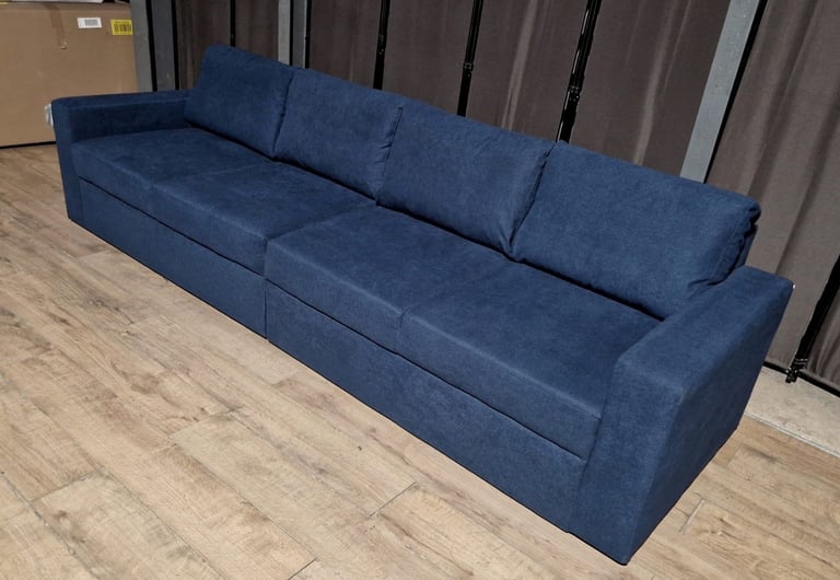 Unused Large Fabric 4 Seater Sofa- Blue.