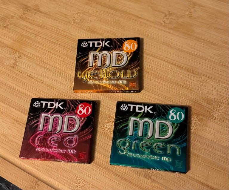 image for MINI DISC -TDK x3 MD red, MD yellow, MD green 80 - unopened