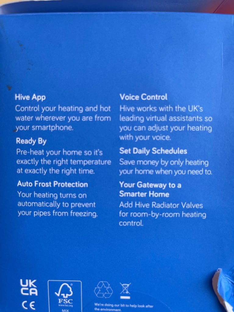 Hive Thermostat Heating & Hot water 