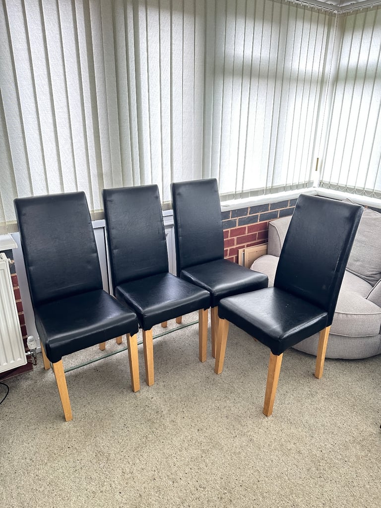 image for 4x Black Dining Table Chairs