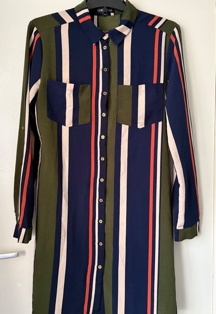Striped multicoloured shirt dress, size 12/14
