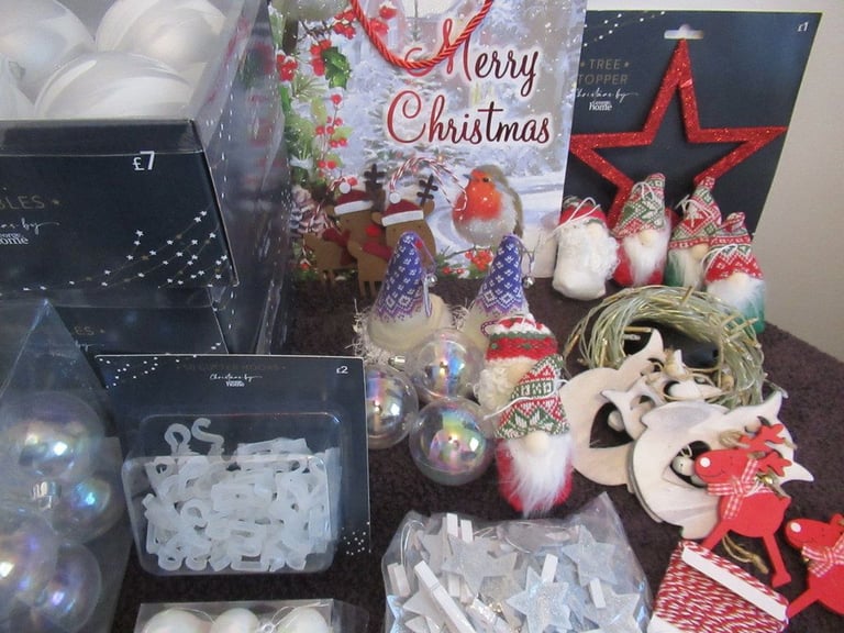 Christmas Decorations (Various) plus small Xmas Tree