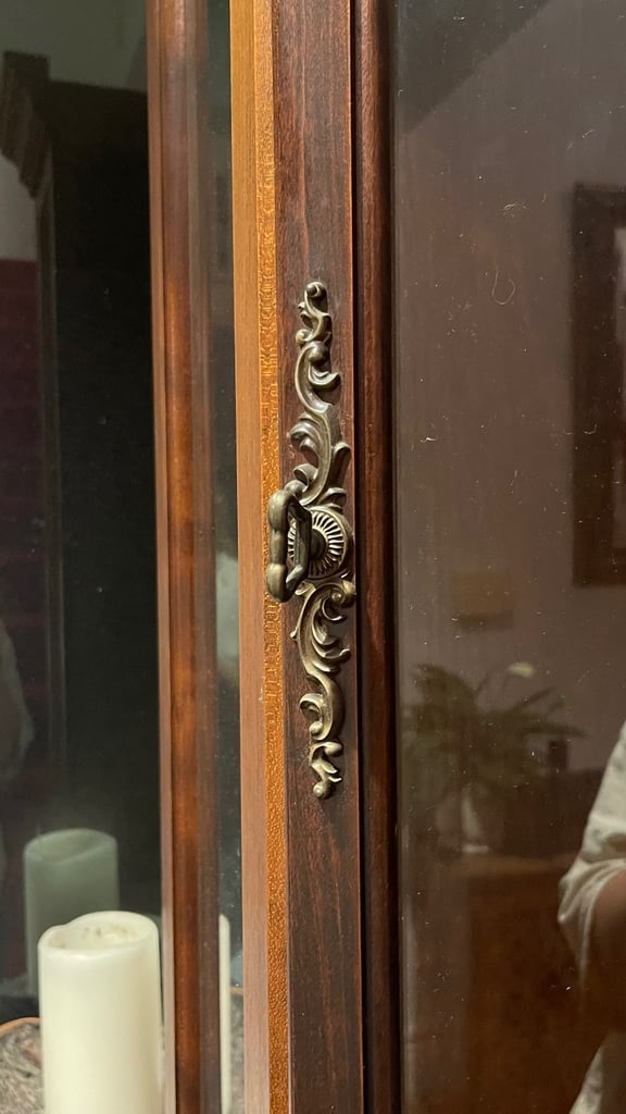 Vintage solid wood corner display cabinet