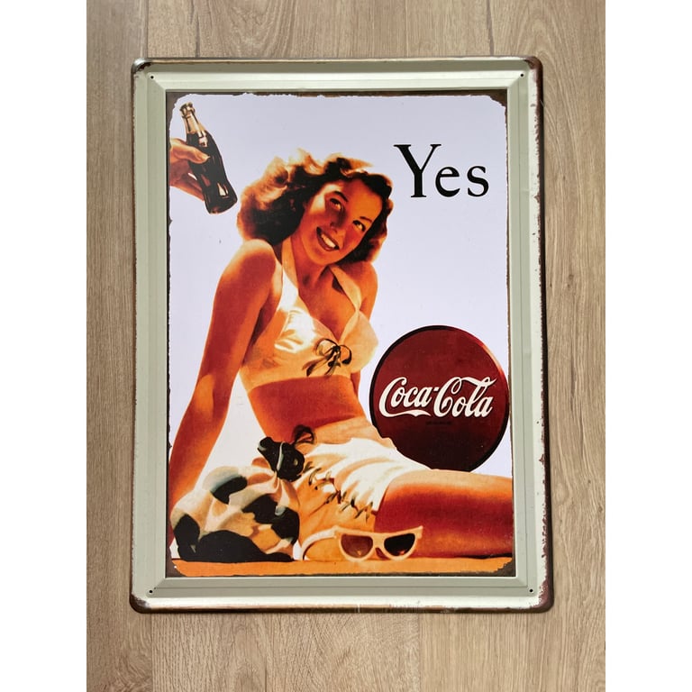 Vintage Coca Cola Sign Tin Metal Soda Pop