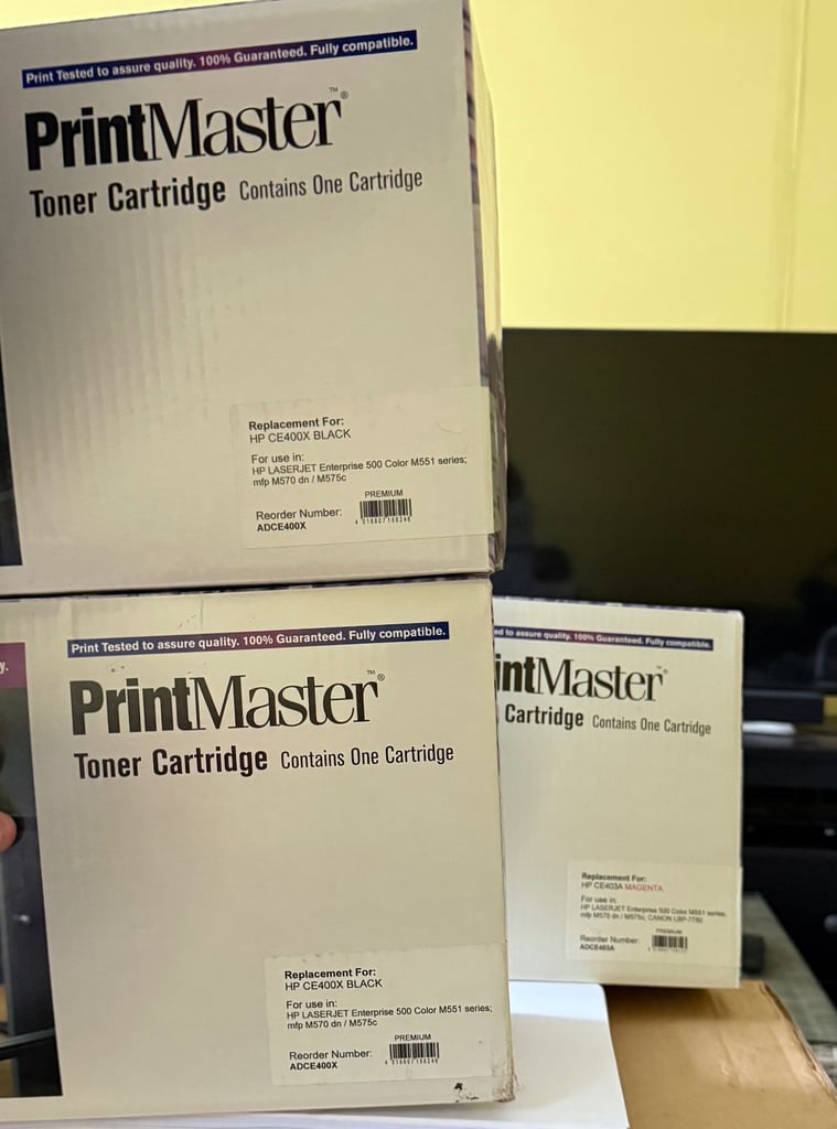 image for 3 unused Printmaster toner cartridges