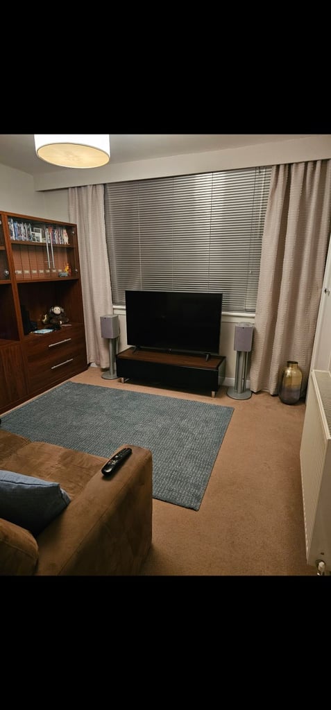 image for TV Bench for up to 60 inch TV Walnut & Black Glass 