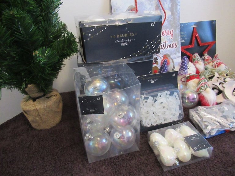 Christmas Decorations (Various) plus small Xmas Tree