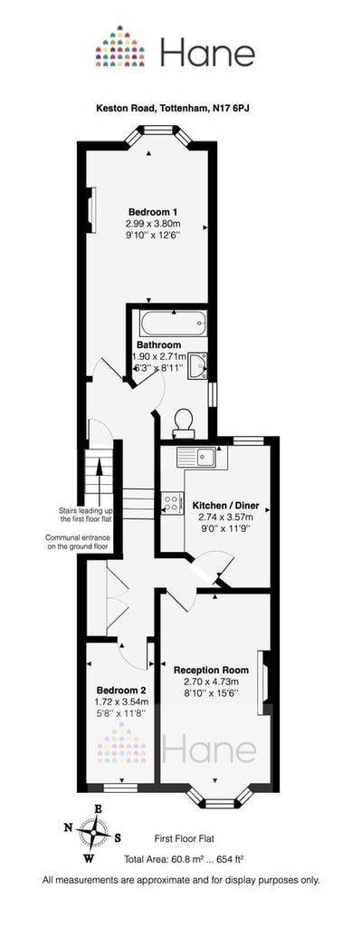 Chain free! Hane Estate Agents offer a first floor two bedroom converted flat. 