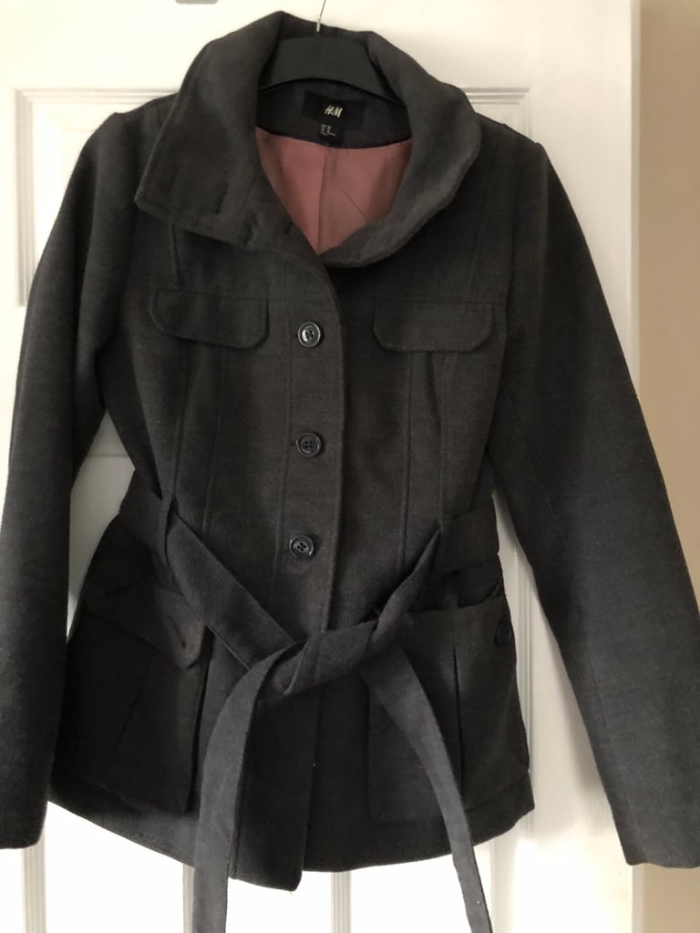 image for Grey coat with belt and pockets size 10