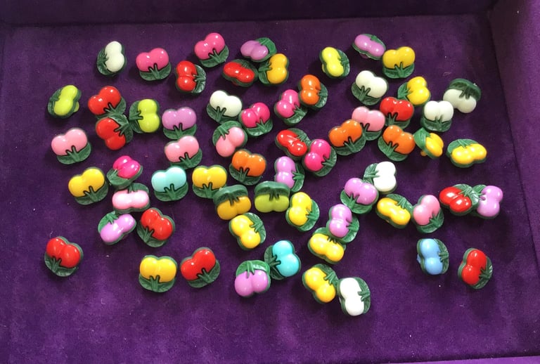 NEW buttons cherry fruit, x64. Crafts, sewing etc. ONLY £4 the lot ...
