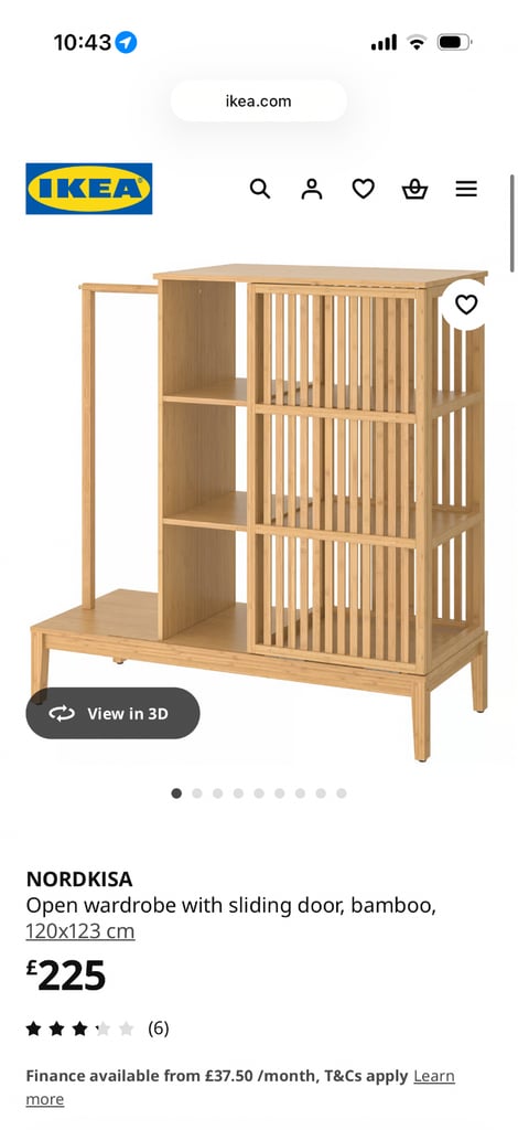NORDKISA Open wardrobe with sliding door, bamboo, 120x123 cm