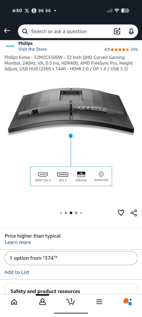 image for Philips 32" curved ultra speed gaming monitor 