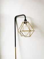 Industrial Standing lamp geometric golden colour chrome gold 