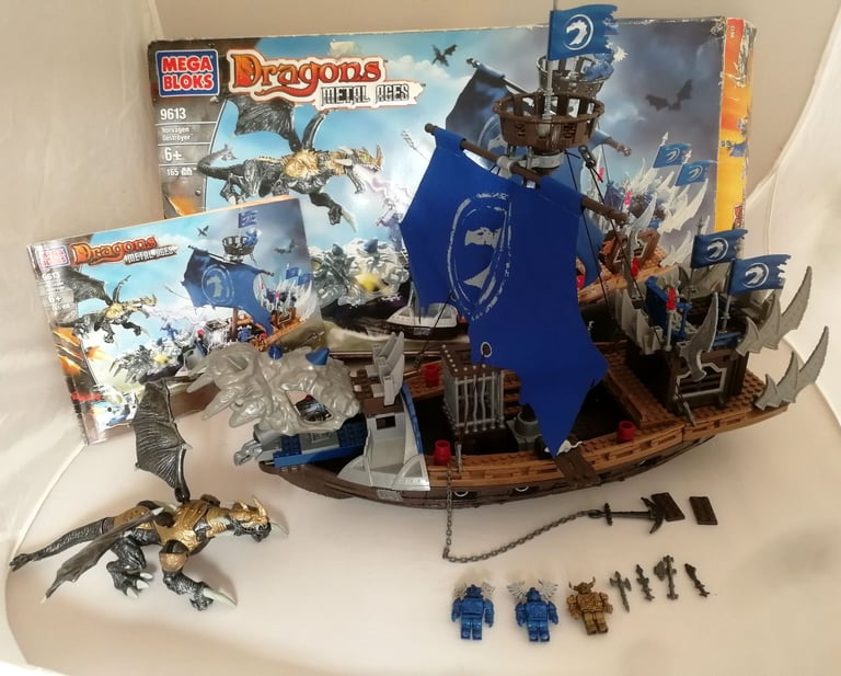 image for Mega Bloks Dragons Metal Ages 9613 Norvagen Destroyer With Instructions & Box