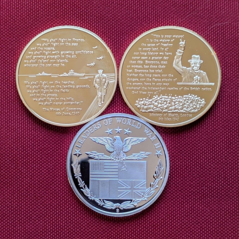 ♥NEW♥ £2 each - GOLD-plated CHURCHILL: WIT AND WISDOM coin medallions