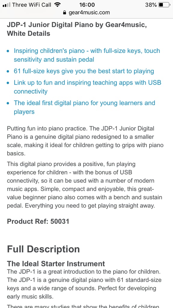 Children’s White Piano and Stool